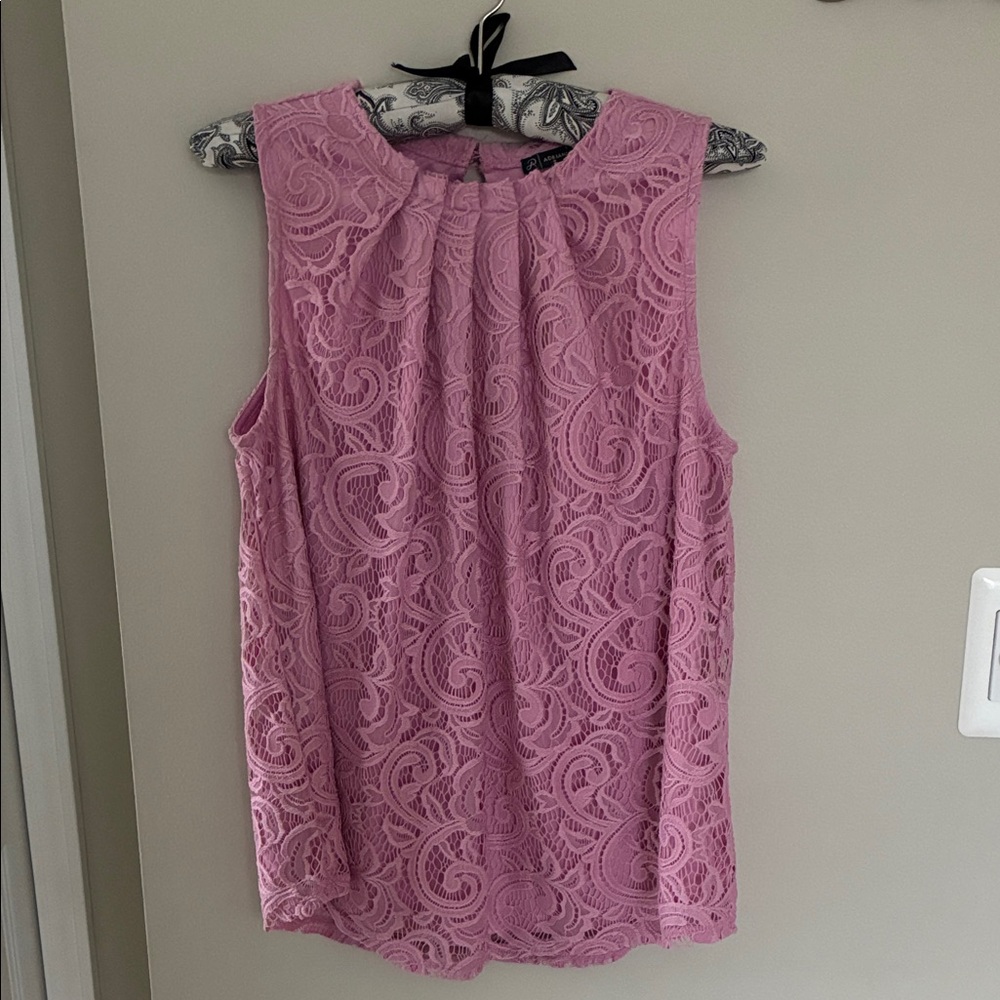 Adrianna Papell Pink Lace Sleeveless Blouse